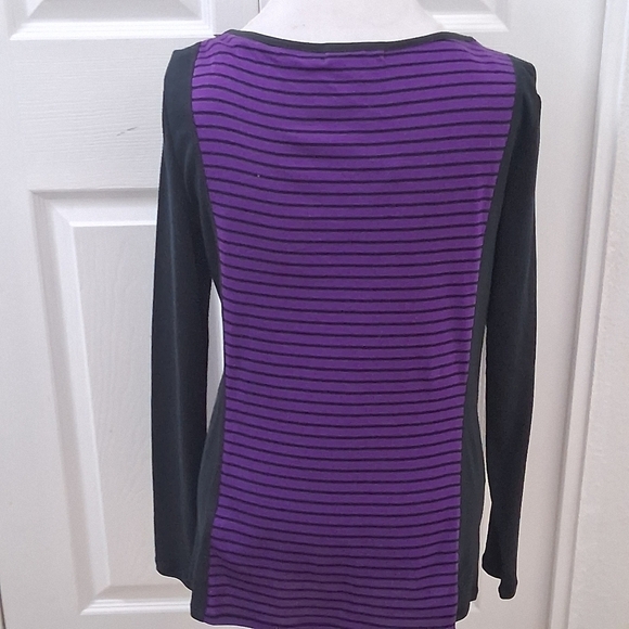 NWT Lauren Ralph Lauren Long Sleeve Top With Stripes  Size L - Picture 5 of 16